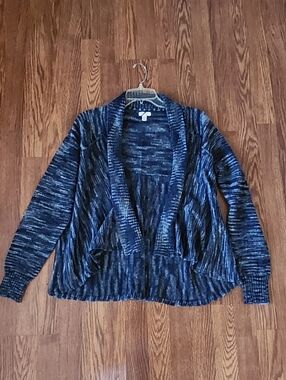 Sonoma Open-Front Space-Dye Cardigan in Navy Blue